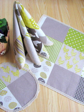 velikonoční prostírka, zelená/béžová, sada 3 ks