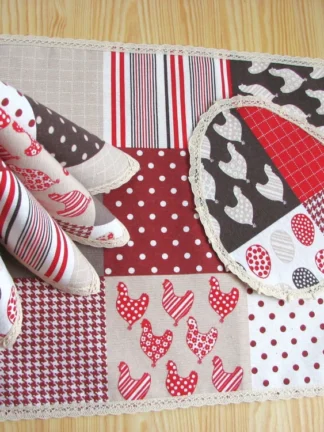 velikonoční prostírka, čevená/hnědá, sada 3 ks