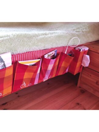 kapsář koloběžka, připevnění k roštu postele, 4 kapsy plus kapsa na kapesníky