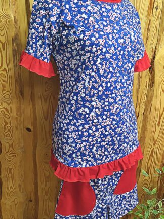 pyžamo kvítka na modré, tričko kraťasy, vel. 36 38