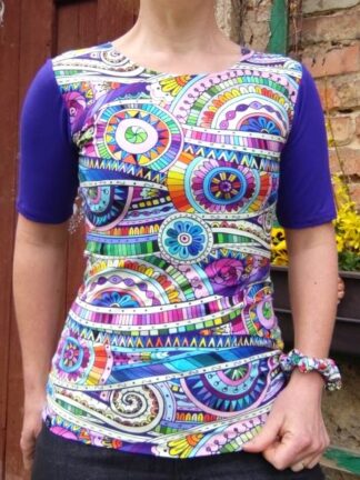 tričko barevný ornament, krátký rukáv, vel. 36/38