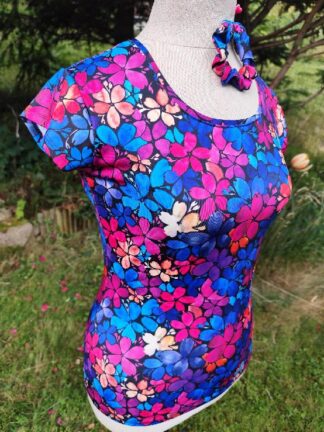 květinová tričko s nanočásticemi stříbra, mini rukáv, vel.38, poslední kus tohoto vzoru