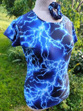 modré blesky tričko s nanočásticemi stříbra, mini rukáv, vel.42/44, poslední kus tohoto vzoru
