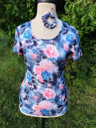 pivoňky tričko s nanočásticemi stříbra, krátký rukáv, vel.38, lze i jinou velikost na přání