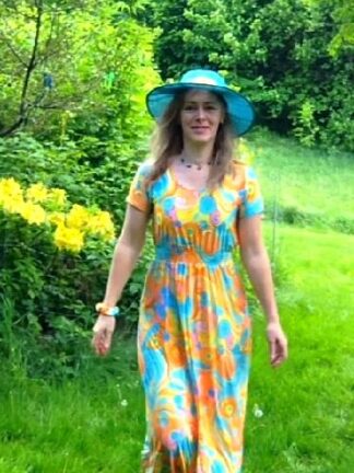 letní šaty dlouhé slunce plus stuha a gumička, vel. 40/42 (délku lze i zkrátit)