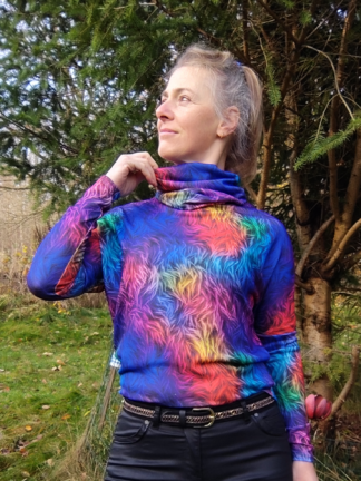 barevnost vody svetřík s nákrčníkem/čelenkou a gumičkou do vlasů vel. 38/40