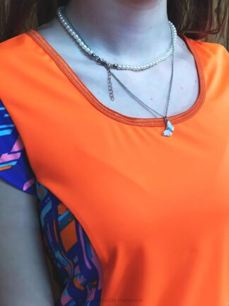 sportovní tričko geometrie a oranžová, krátký rukáv, vel. 36