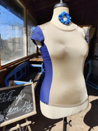 sportovní tričko béžové a modrý spider, krátký rukáv, vel. 38