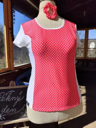 sportovní tričko hvězdy na růžové a bílý spider, krátký rukáv, vel. 38/40