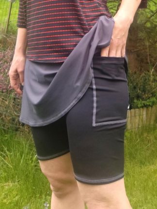 sportovní sukně Černá/šedá, kapsa na kraťasech, vel. m 42/44
